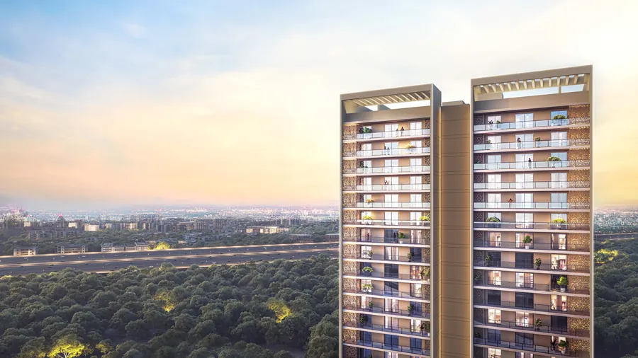 Experion tower elevation at sunset, artist's impression